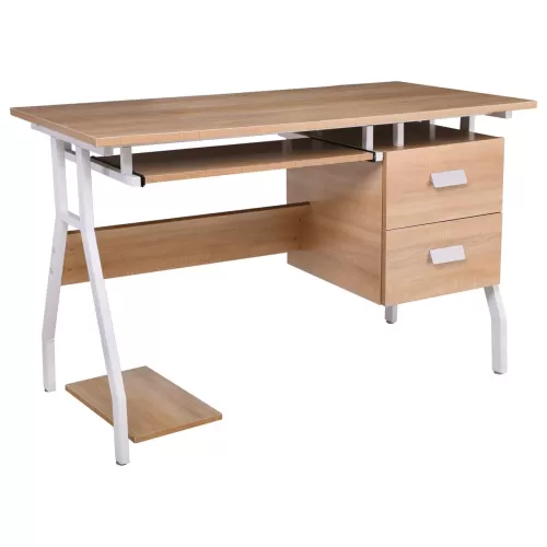 Unit Γραφείο Η/Υ Μέταλλο Βαφή Άσπρο, Melamine Απόχρωση Sonoma 120x60x73cm