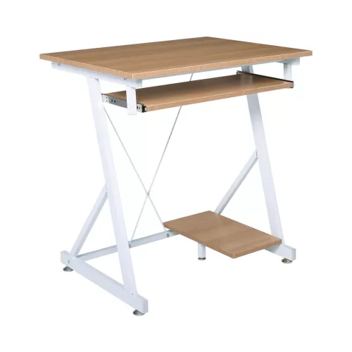 Unit Γραφείο Η/Υ Μέταλλο Βαφή Άσπρο, Melamine Απόχρωση Sonoma 70x55x75cm