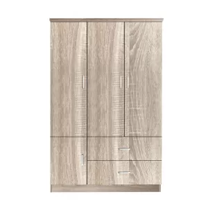 Closet Ντουλάπα Τετράφυλλη, 5 Ράφια, 2 Συρτάρια, Θέσεις Για Κρεμάστρες, Απόχρωση Sonoma 120x50x180cm