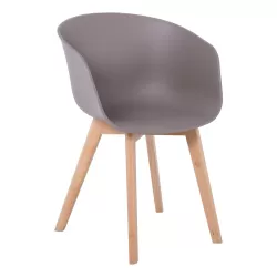 Optim Πολυθρόνα Ξύλινο Πόδι Οξιά Φυσικό, Pp Sand Beige 54x51x79cm
