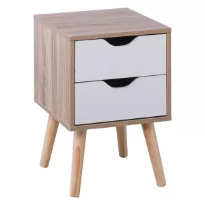 Alina Κομοδίνο Απόχρωση Sonoma - Άσπρο - Πόδι Φυσικό 29x29x44cm