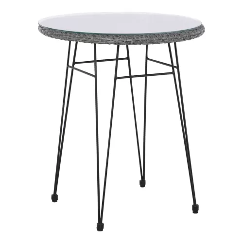 Salsa Τραπέζι H.70Cm Μέταλλο Βαφή Μαύρο, Wicker Γκρι Φ60cm H.70cm