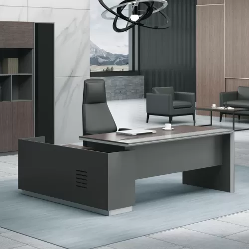 Advance Γραφείο Δεξιά Γωνία Σκούρο Καρυδί - Sky Grey 220x90/170x40 (H.75)cm