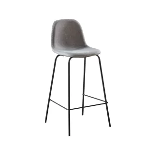Celina Σκαμπό Bar Με Πλάτη, Κάθισμα H.67Cm, Μέταλλο Βαφή Μαύρο, Ύφασμα Γκρι 47x48x67/95cm