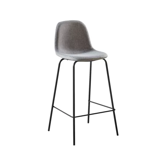 Celina Σκαμπό Bar Με Πλάτη, Κάθισμα H.67Cm, Μέταλλο Βαφή Μαύρο, Ύφασμα Γκρι 47x48x67/95cm