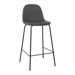 Celina Σκαμπό Bar Με Πλάτη, Κάθισμα H.67Cm, Μέταλλο Βαφή Μαύρο, Pvc Γκρι 47x48x67/95cm