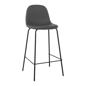 Celina Σκαμπό Bar Με Πλάτη, Κάθισμα H.67Cm, Μέταλλο Βαφή Μαύρο, Pvc Γκρι 47x48x67/95cm