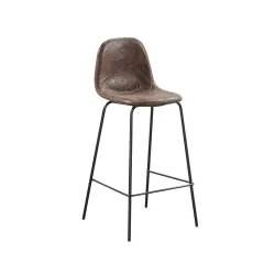 Celina Σκαμπό Bar Με Πλάτη, Κάθισμα Η.67Cm, Μέταλλο Βαφή Μαύρο, Ύφασμα Suede Καφέ 47x48x67/95cm