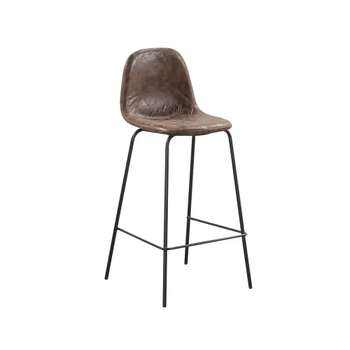 Celina Σκαμπό Bar Με Πλάτη, Κάθισμα Η.67Cm, Μέταλλο Βαφή Μαύρο, Ύφασμα Suede Καφέ 47x48x67/95cm