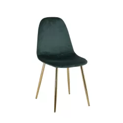 Celina Καρέκλα Χρώμιο Χρυσό, Ύφασμα Velure, Απόχρωση Forest Green 45x54x85cm