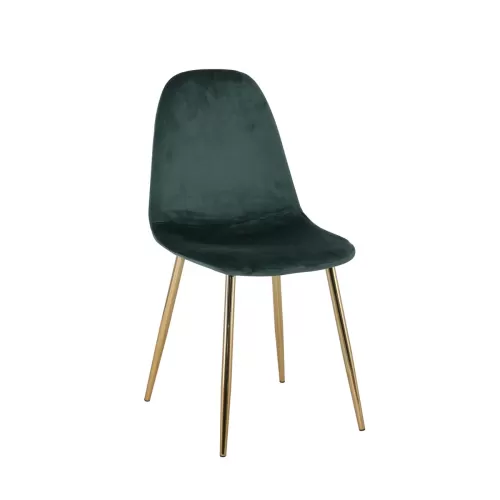 Celina Καρέκλα Χρώμιο Χρυσό, Ύφασμα Velure, Απόχρωση Forest Green 45x54x85cm