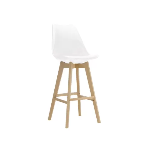 Martin Σκαμπό Bar Οξιά Φυσικό, Κάθισμα Η.67Cm, Pp-Pu Άσπρο, Μονταρισμένη Ταπετσαρία 49x54x67/106cm