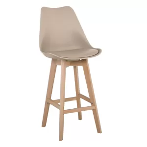 Martin Σκαμπό Bar Οξιά Φυσικό, Κάθισμα Η.67Cm, Pp-Pu Sand Beige, Μονταρισμένη Ταπετσαρία 49x54x67/106cm