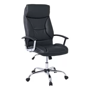 Bf5700 Πολυθρόνα Διευθυντή Μέταλλο Χρώμιο, Pu Μαύρο 64x72x112/121cm