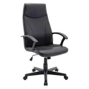 Bf1250 Πολυθρόνα Γραφείου Διευθυντή, Pu Μαύρο 60x64x108/120cm