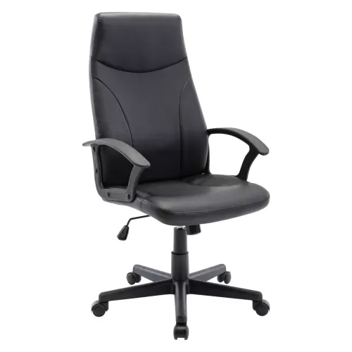 Bf1250 Πολυθρόνα Γραφείου Διευθυντή, Pu Μαύρο 60x64x108/120cm