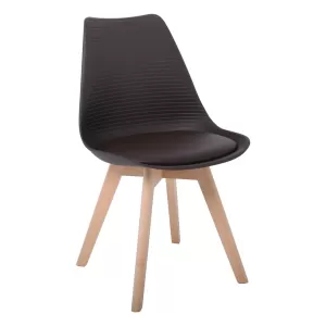 Martin Stripe Καρέκλα Ξύλινο Πόδι, Pp Καφέ 49x56x82cm