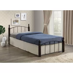 Aragon Kρεβάτι Ημίδιπλο, Για Στρώμα 120X200Cm, Μέταλλο Βαφή Μαύρο - Ξύλο Kαρυδί 125x210x76cm