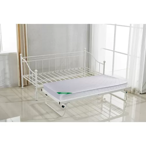 Marin Set: Daybed (Για Στρώμα 90X190) + Βοηθητικό Κρεβάτι Με Στρώμα 185X85 Μέταλλο Άσπρο Κρεβάτια:198x97x93+185x85x36cm