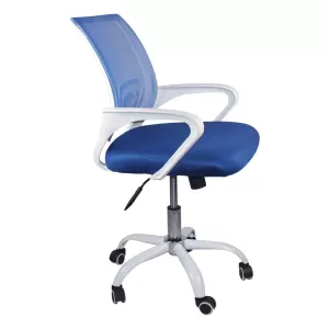 Bf2101-Sw Πολυθρόνα Γραφείου Με Ανάκλιση Άσπρο - Mesh Μπλε 57x53x90/100cm