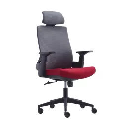 Bf8900 Πολυθρόνα Γραφείου Διευθυντή, Mesh Γκρι, Ύφασμα Μπορντώ 64x66x116/128cm