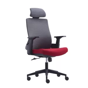 Bf8900 Πολυθρόνα Γραφείου Διευθυντή, Mesh Γκρι, Ύφασμα Μπορντώ 64x66x116/128cm