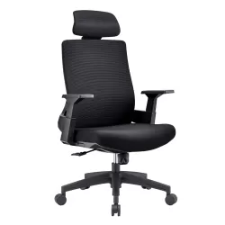 Bf8900 Πολυθρόνα Γραφείου Διευθυντή, Mesh Μαύρο, Ύφασμα Μαύρο 64x66x116/128cm