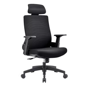 Bf8900 Πολυθρόνα Γραφείου Διευθυντή, Mesh Μαύρο, Ύφασμα Μαύρο 64x66x116/128cm