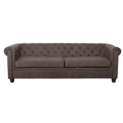 Chesterfield Newport Kαναπές 3Θέσιος Σαλονιού - Καθιστικού, Ύφασμα Antique Look Καφέ 219x82x73cm