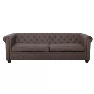 Chesterfield Newport Kαναπές 3Θέσιος Σαλονιού - Καθιστικού, Ύφασμα Antique Look Καφέ 219x82x73cm