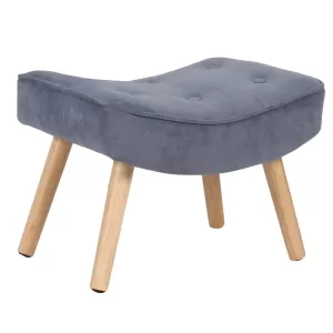 Alma Σκαμπό - Υποπόδιο, Ύφασμα Velure Ανοιχτό Μπλε, Πόδια Φυσικό, K/D 52x38x35cm