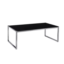 Action Τραπεζάκι Σαλονιού - Καθιστικού 120X60Cm Inox - Μαυρό Γυαλί 8Mm 120x60x45cm