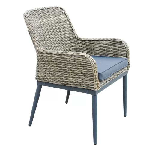 Havana Πολυθρόνα Τραπεζαρίας Κήπου-Βεράντας, Alu - Wicker Grey Brown, Μαξιλάρι Ανθρακί 64x65x85cm