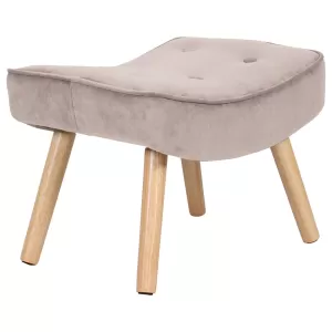 Alma Σκαμπό - Υποπόδιο, Ύφασμα Velure Ανοιχτό Καφέ, Πόδια Φυσικό, K/D 52x38x35cm