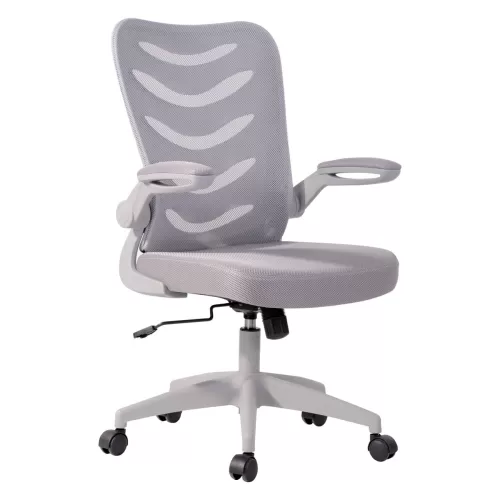 Bf2945 Πολυθρόνα Γραφείου Γκρι Βάση - Mesh - Ύφασμα Γκρι 61x61x97/107cm
