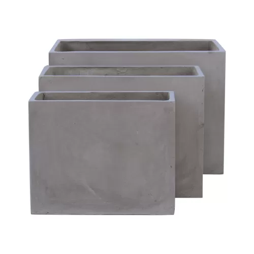 Flower Pot-2  Set 3 Τεμαχίων Cement Grey 50x20x40 - 60x30x45 - 70x40x50