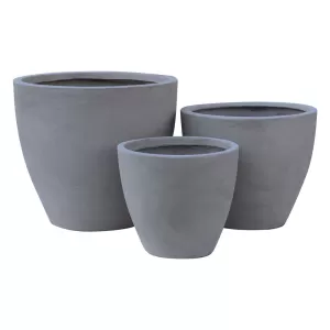 Flower Pot-3  Set 3 Τεμαχίων Cement Grey Φ35x32 - Φ44x37 - Φ53x47cm