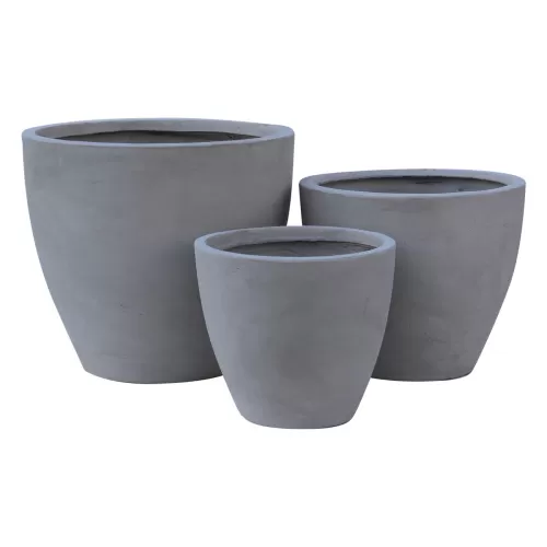 Flower Pot-3  Set 3 Τεμαχίων Cement Grey Φ35x32 - Φ44x37 - Φ53x47cm
