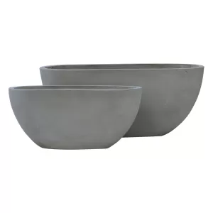 Flower Pot-4  Set 2 Τεμαχίων Cement Grey 56x27x26cm - 76x34x32cm