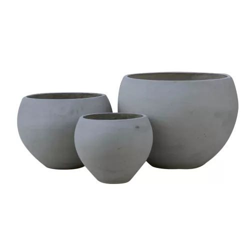 Flower Pot-5  Set 3 Τεμαχίων Cement Grey Φ32x26 - Φ43x32 - Φ55x40cm