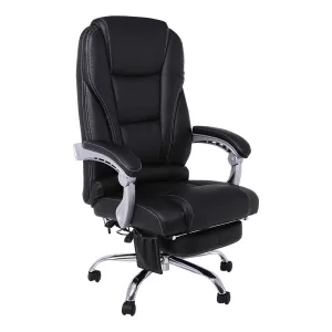 Bf8550 Massage Relax Πολυθρόνα Γραφείου Διευθυντή, Βάση Χρώμιο Με Υποπόδιο, Pu  Μαύρο 68x64-135x118/127cm