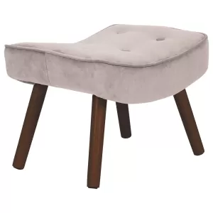 Alma Σκαμπό - Υποπόδιο, Ύφασμα Velure Ανοιχτό Καφέ, Πόδια Καρυδί, K/D 52x38x35cm