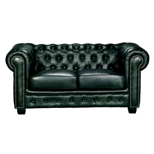 Chesterfield Birmingham Καναπές 2Θέσιος Σαλονιού Καθιστικού,Δέρμα Antique Green 155x91x74cm