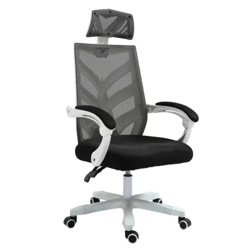 Bf2985 Πολυθρόνα Γραφείου Διευθυντή, Άσπρο - Mesh Μαύρο 60x66x111/121cm