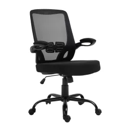 Bf2930W Πολυθρόνα Γραφείου Ανακλινόμενα Μπράτσα, Μέταλλο Βάση, Mesh - Ύφασμα Μαύρο 60x62x99/109cm