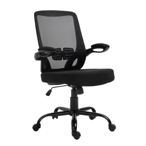 Bf2930W Πολυθρόνα Γραφείου Ανακλινόμενα Μπράτσα, Μέταλλο Βάση, Mesh - Ύφασμα Μαύρο 60x62x99/109cm