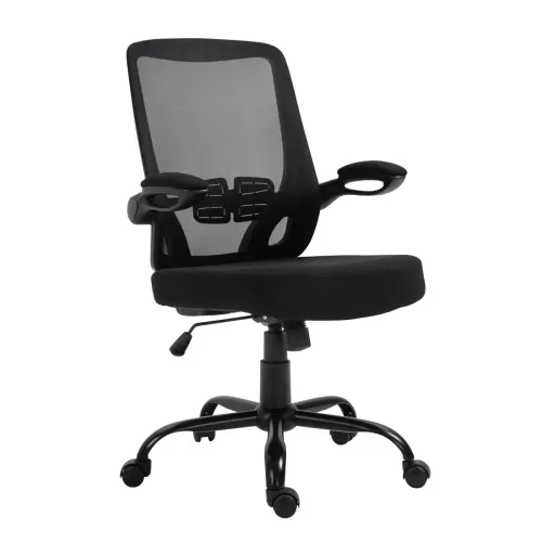 Bf2930W Πολυθρόνα Γραφείου Ανακλινόμενα Μπράτσα, Μέταλλο Βάση, Mesh - Ύφασμα Μαύρο 60x62x99/109cm