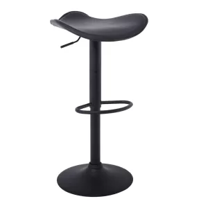 Saddle Σκαμπό Bar, Μέταλλο Βαφή Μαύρο, Pvc Μαύρο, Ρύθμιση Ύψους, Περιστρεφόμενο 45x43x58/64-79/85cm
