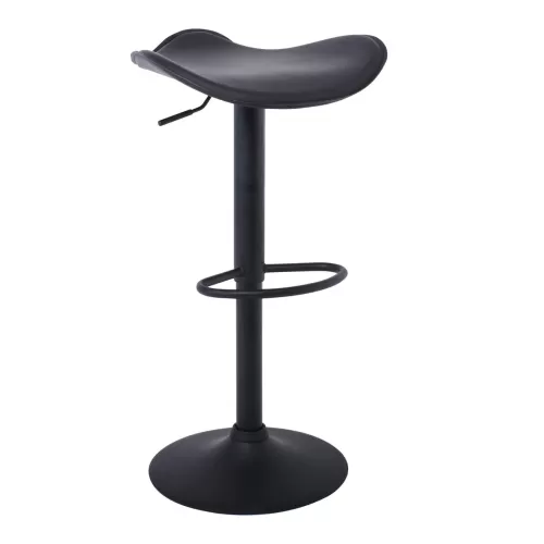 Saddle Σκαμπό Bar, Μέταλλο Βαφή Μαύρο, Pvc Μαύρο, Ρύθμιση Ύψους, Περιστρεφόμενο 45x43x58/64-79/85cm