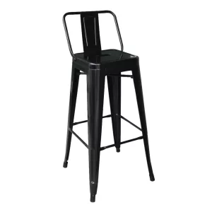 Relix Σκαμπό Bar Με Πλάτη, Μέταλλο Βαφή Μαύρο 44x44x76/97cm
